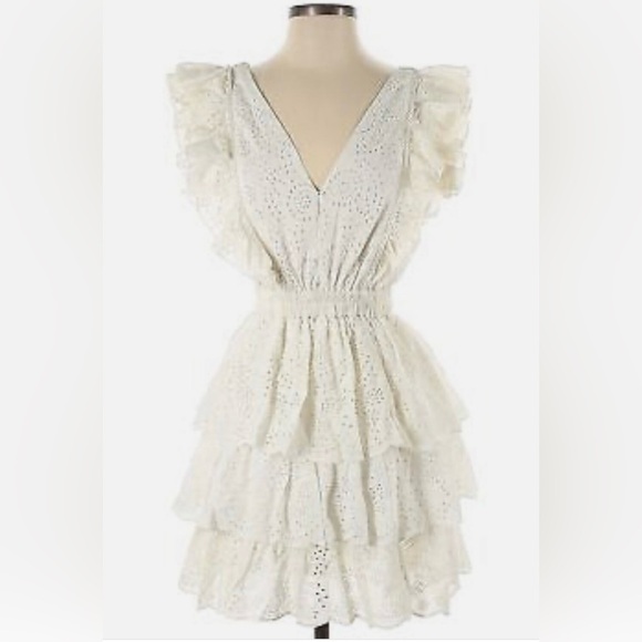 Chic White Ruffle Mini Dress - Picture 3 of 10